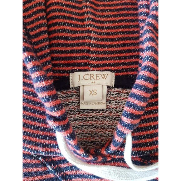 J. Crew Womens Hoodie Sweatshirt Size XS  Striped Drawstring Long Sleeve Flaw - Picture 3 of 16